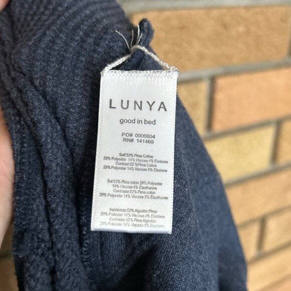 Lunya Cotton Blend Waffle Knit Thermal Blue Loungewear Pants/Joggers Size XL - Picture 5 of 7